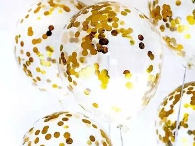 Gold, латексов балон с конфети 6бр.