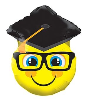 Балон усмивка с дипломантска шапка