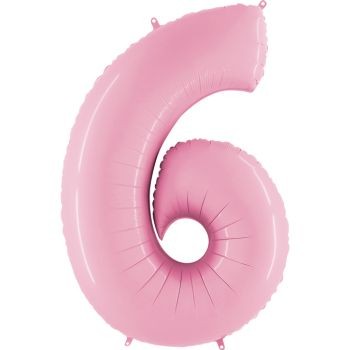 Балон цифра бебешко розово 6, 101,6см.