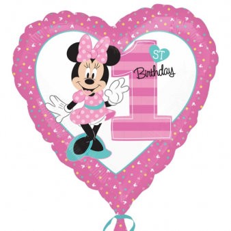1-ви Рожден ден балон сърце Мини Маус