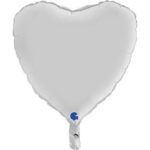Балон фолио сърце, бял сатен