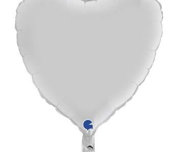 Балон фолио сърце, бял сатен