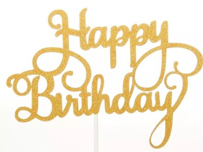 Топер за торта Happy Birthday, Gold
